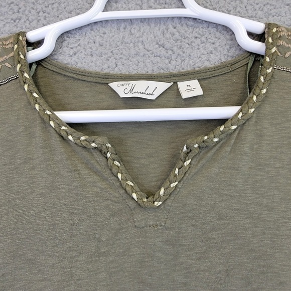 Cafe Marrakesh Women's Top Shirt Plus Size 1X Green Beaded Boho Retro Y2K - Picture 9 of 15